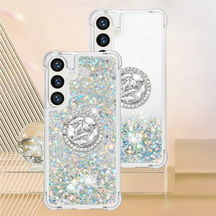 YB Quicksand Series-7 for Samsung Galaxy S24+ Case Ring Kickstand Liquid Phone Cover