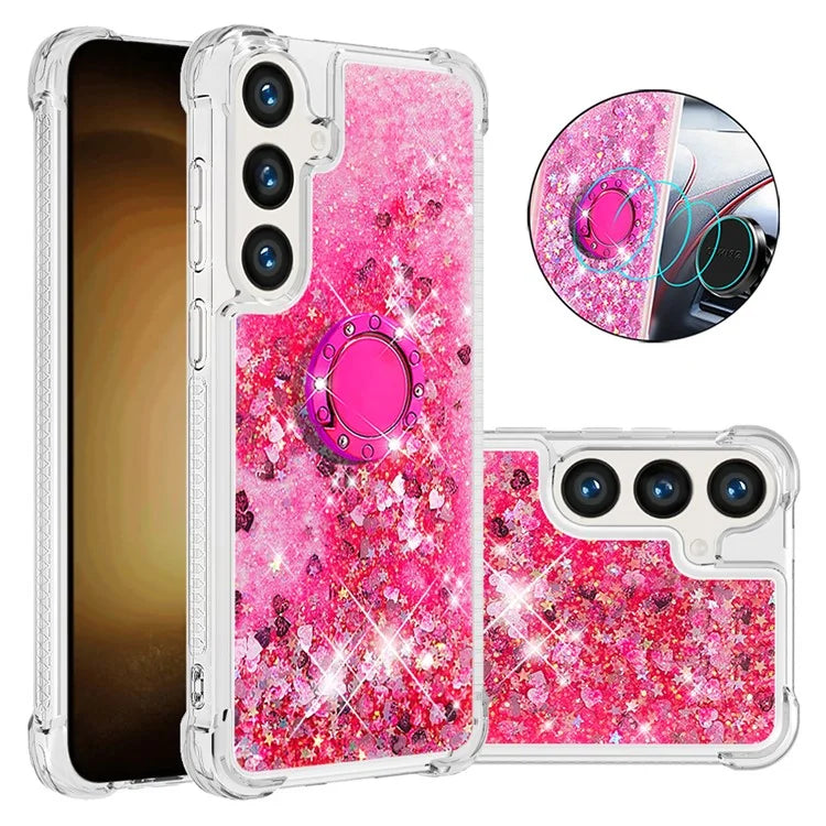 YB Quicksand Series-7 for Samsung Galaxy S24+ Case Ring Kickstand Liquid Phone Cover
