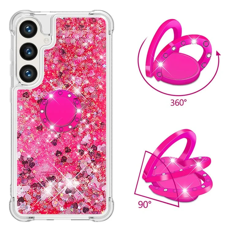 YB Quicksand Series-7 for Samsung Galaxy S24+ Case Ring Kickstand Liquid Phone Cover