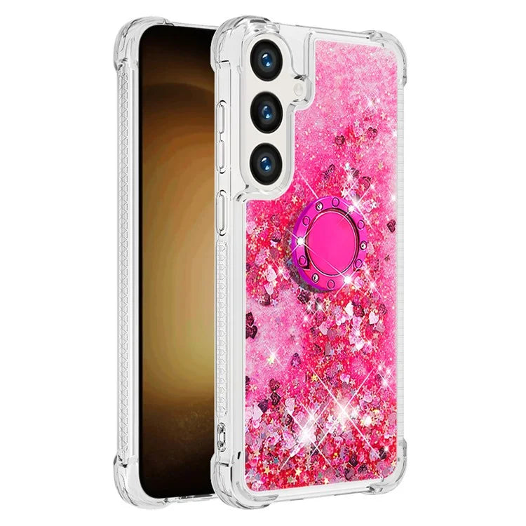 YB Quicksand Series-7 for Samsung Galaxy S24+ Case Ring Kickstand Liquid Phone Cover