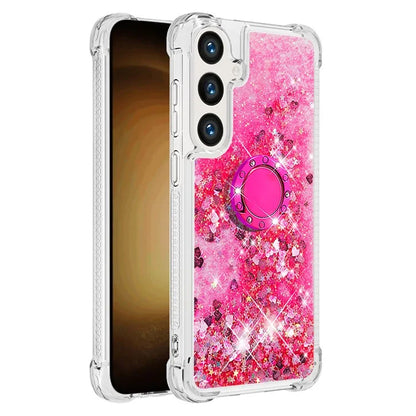 YB Quicksand Series-7 for Samsung Galaxy S24+ Case Ring Kickstand Liquid Phone Cover
