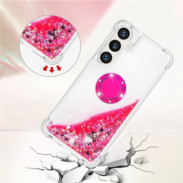 YB Quicksand Series-7 for Samsung Galaxy S24+ Case Ring Kickstand Liquid Phone Cover