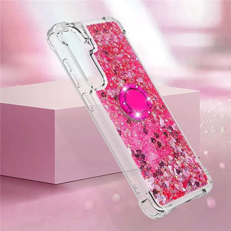 YB Quicksand Series-7 for Samsung Galaxy S24+ Case Ring Kickstand Liquid Phone Cover