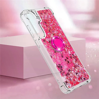 YB Quicksand Series-7 for Samsung Galaxy S24+ Case Ring Kickstand Liquid Phone Cover