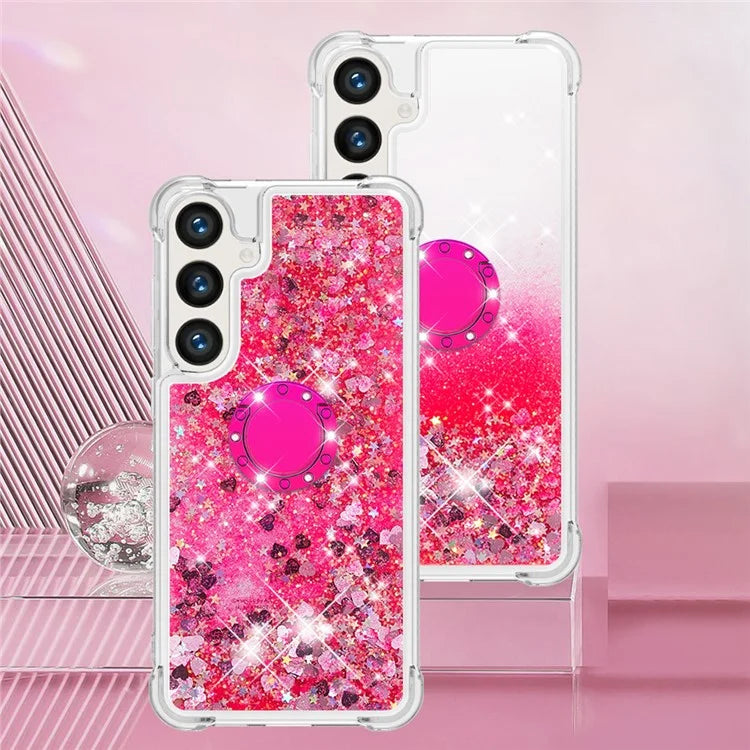 YB Quicksand Series-7 for Samsung Galaxy S24+ Case Ring Kickstand Liquid Phone Cover