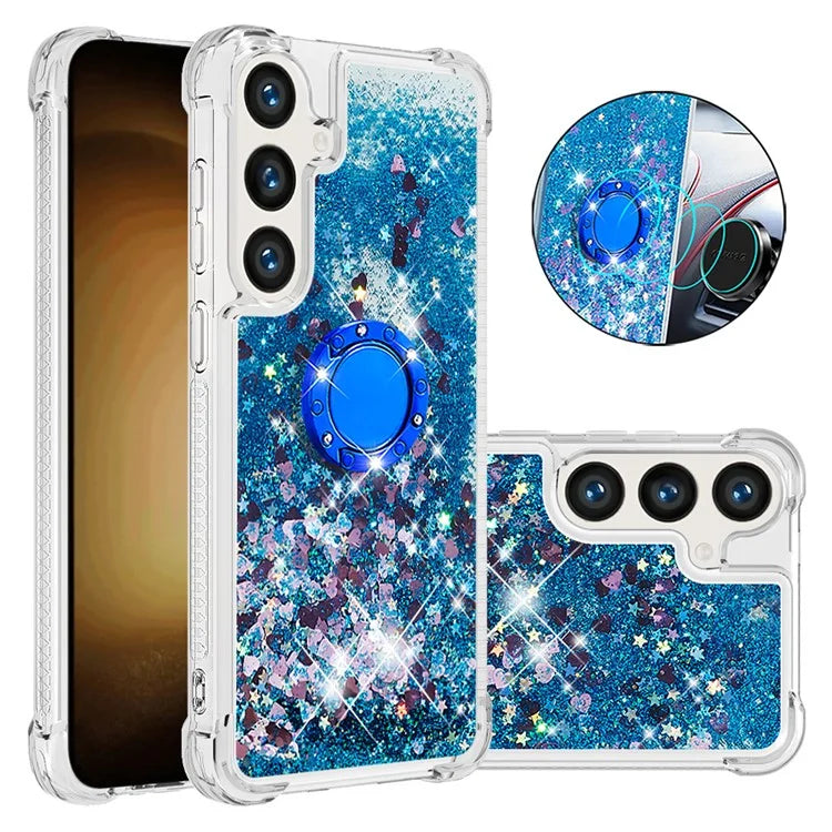 YB Quicksand Series-7 for Samsung Galaxy S24+ Case Ring Kickstand Liquid Phone Cover