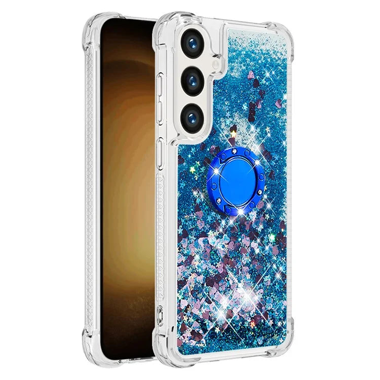 YB Quicksand Series-7 for Samsung Galaxy S24+ Case Ring Kickstand Liquid Phone Cover