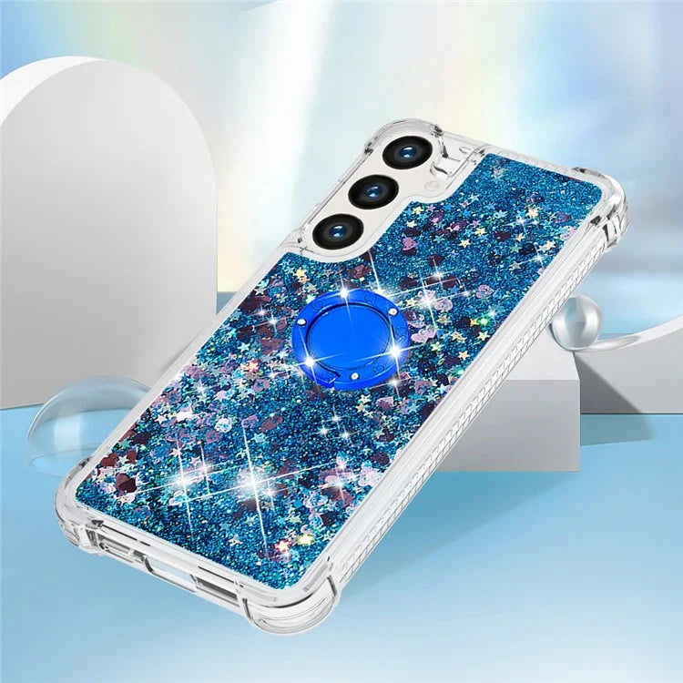 YB Quicksand Series-7 for Samsung Galaxy S24+ Case Ring Kickstand Liquid Phone Cover