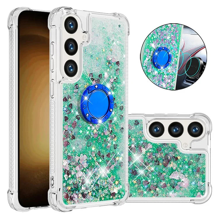 YB Quicksand Series-7 for Samsung Galaxy S24+ Case Ring Kickstand Liquid Phone Cover