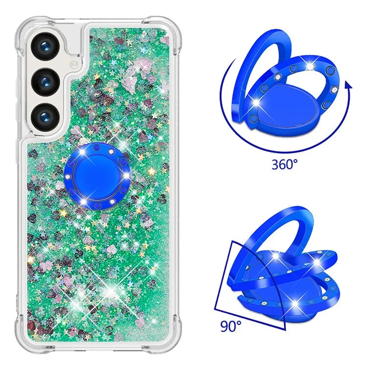 YB Quicksand Series-7 for Samsung Galaxy S24+ Case Ring Kickstand Liquid Phone Cover