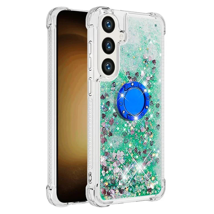 YB Quicksand Series-7 for Samsung Galaxy S24+ Case Ring Kickstand Liquid Phone Cover