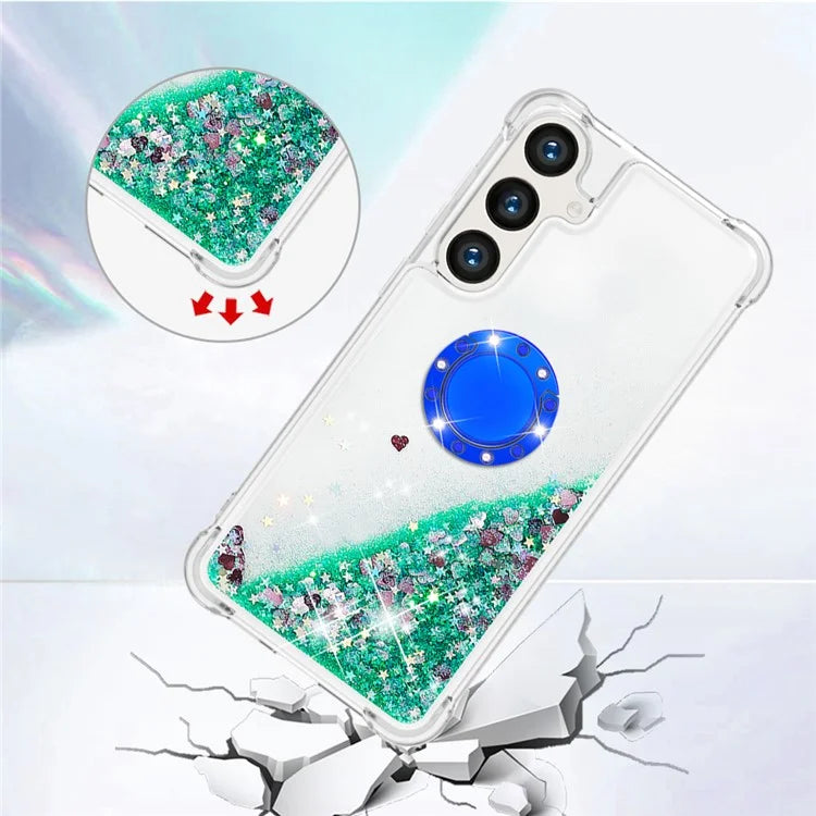 YB Quicksand Series-7 for Samsung Galaxy S24+ Case Ring Kickstand Liquid Phone Cover