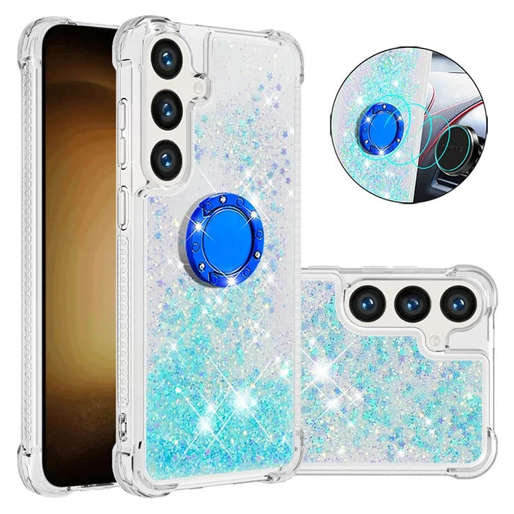 YB Quicksand Series-7 for Samsung Galaxy S24+ Case Ring Kickstand Liquid Phone Cover