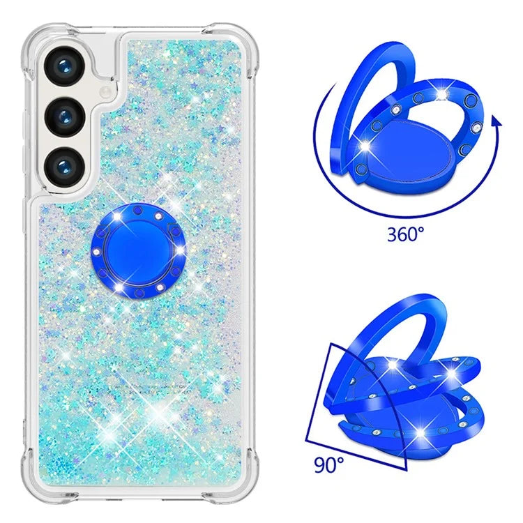 YB Quicksand Series-7 for Samsung Galaxy S24+ Case Ring Kickstand Liquid Phone Cover