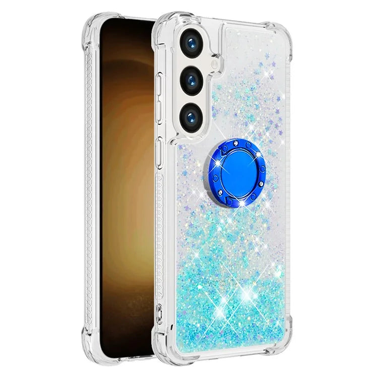 YB Quicksand Series-7 for Samsung Galaxy S24+ Case Ring Kickstand Liquid Phone Cover