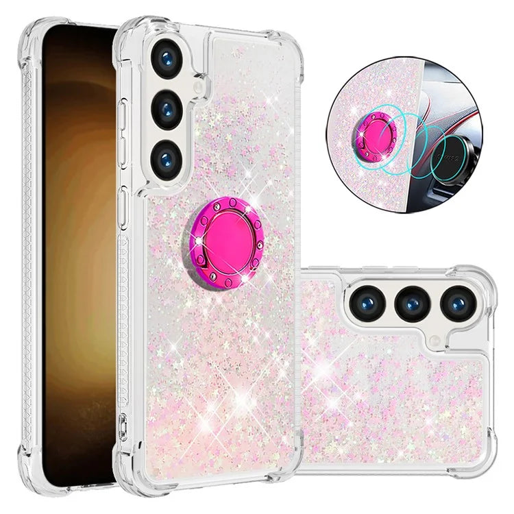 YB Quicksand Series-7 for Samsung Galaxy S24+ Case Ring Kickstand Liquid Phone Cover