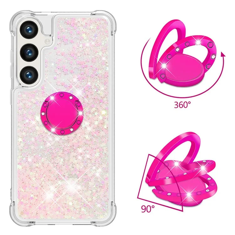 YB Quicksand Series-7 for Samsung Galaxy S24+ Case Ring Kickstand Liquid Phone Cover
