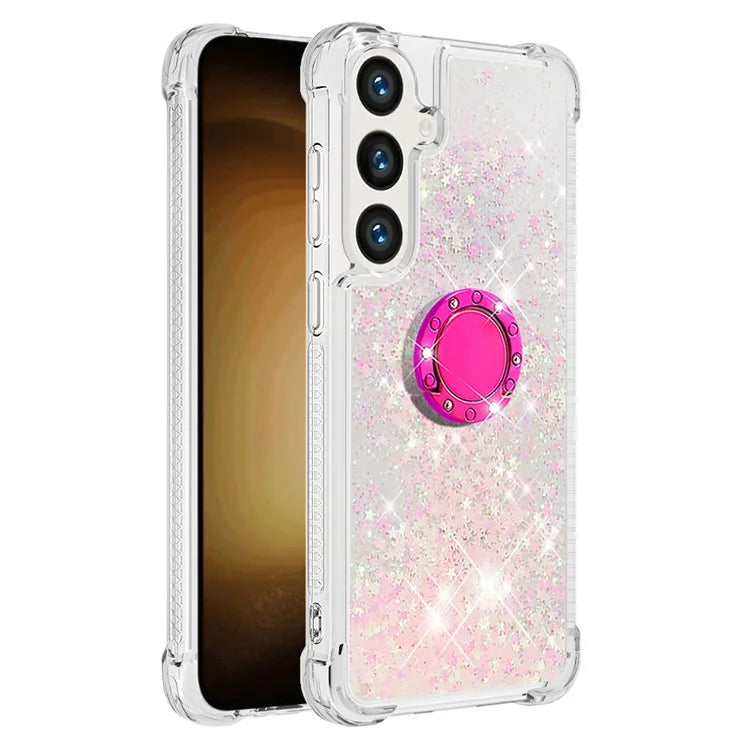 YB Quicksand Series-7 for Samsung Galaxy S24+ Case Ring Kickstand Liquid Phone Cover