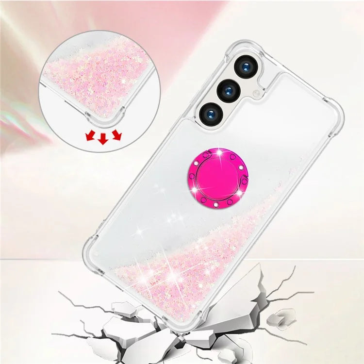 YB Quicksand Series-7 for Samsung Galaxy S24+ Case Ring Kickstand Liquid Phone Cover