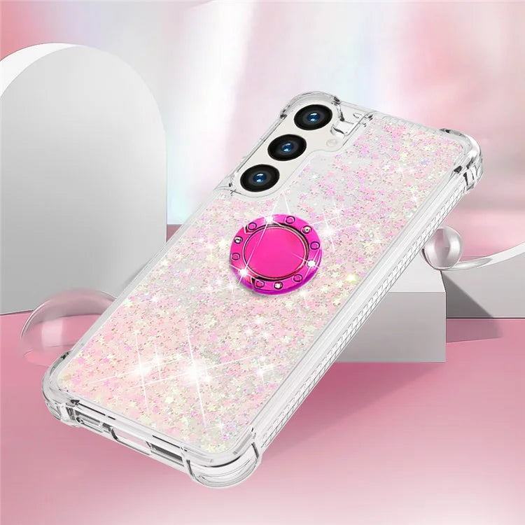 YB Quicksand Series-7 for Samsung Galaxy S24+ Case Ring Kickstand Liquid Phone Cover