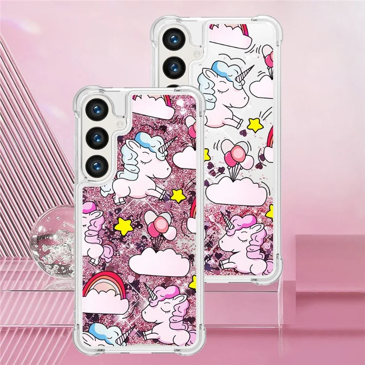 YB Quicksand Series-2 for Samsung Galaxy S24+ Case Liquid Glitter Pattern TPU Cover