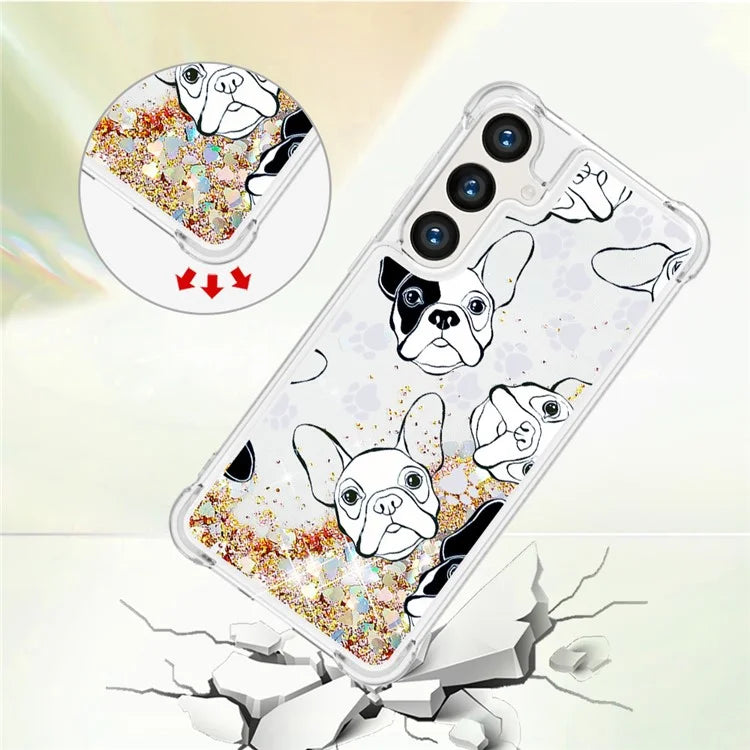 YB Quicksand Series-2 for Samsung Galaxy S24+ Case Liquid Glitter Pattern TPU Cover