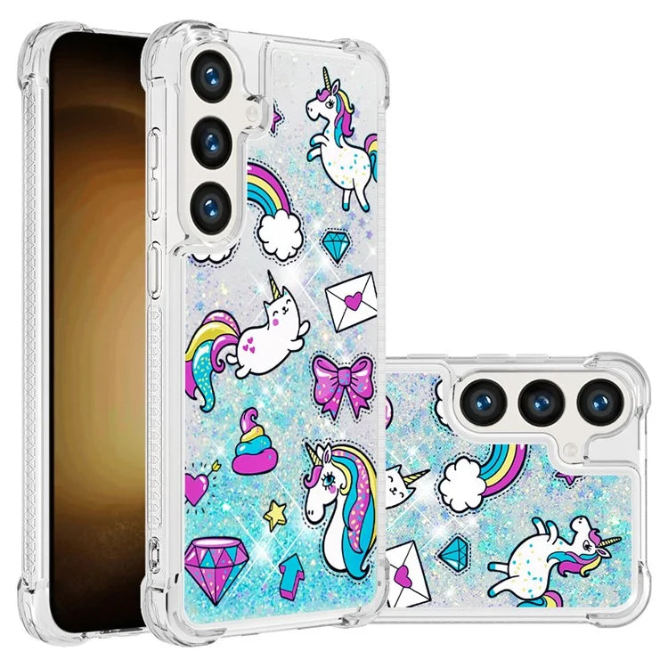 YB Quicksand Series-2 for Samsung Galaxy S24+ Case Liquid Glitter Pattern TPU Cover