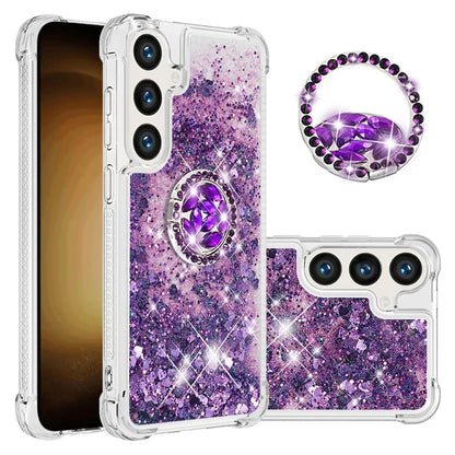 YB Quicksand Series-7 for Samsung Galaxy S24 TPU Case Kickstand Glitter Liquid Phone Cover