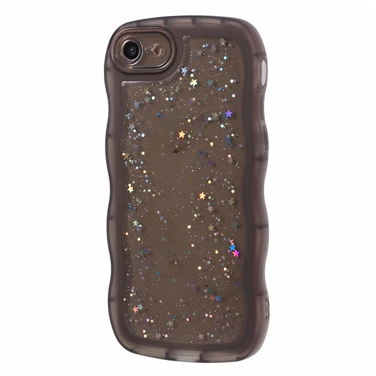 JTW Series for iPhone 7 / 8 / SE (2020) / SE (2022) Case Glitter Stars Wavy Edge TPU Cover