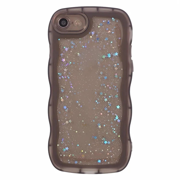 JTW Series for iPhone 7 / 8 / SE (2020) / SE (2022) Case Glitter Stars Wavy Edge TPU Cover