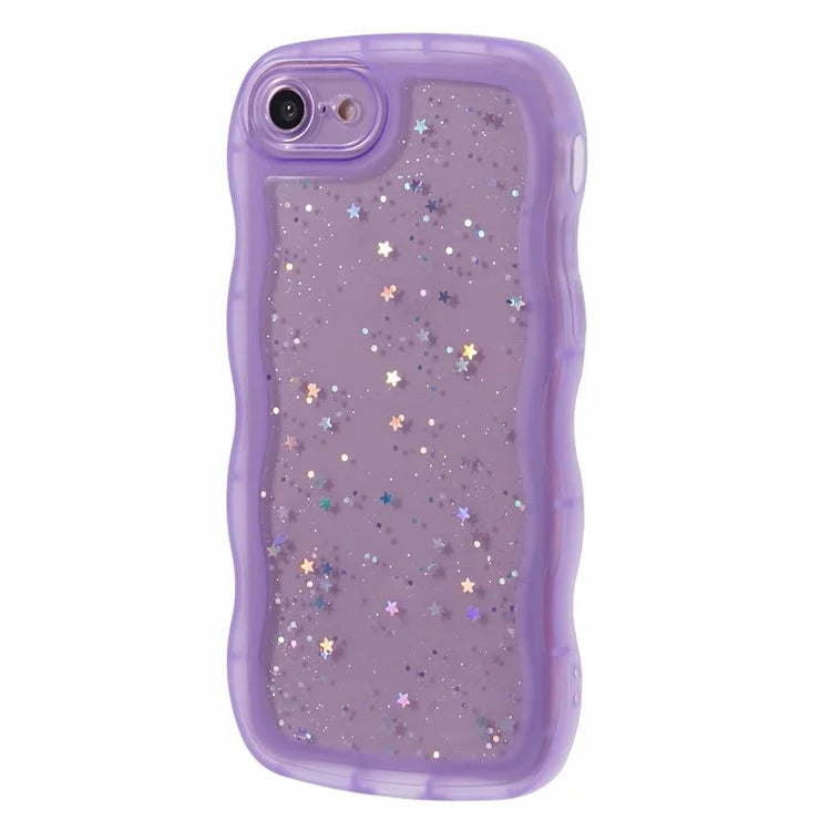 JTW Series for iPhone 7 / 8 / SE (2020) / SE (2022) Case Glitter Stars Wavy Edge TPU Cover