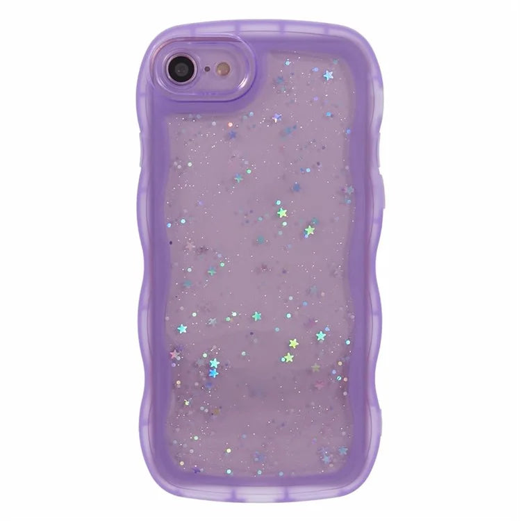 JTW Series for iPhone 7 / 8 / SE (2020) / SE (2022) Case Glitter Stars Wavy Edge TPU Cover