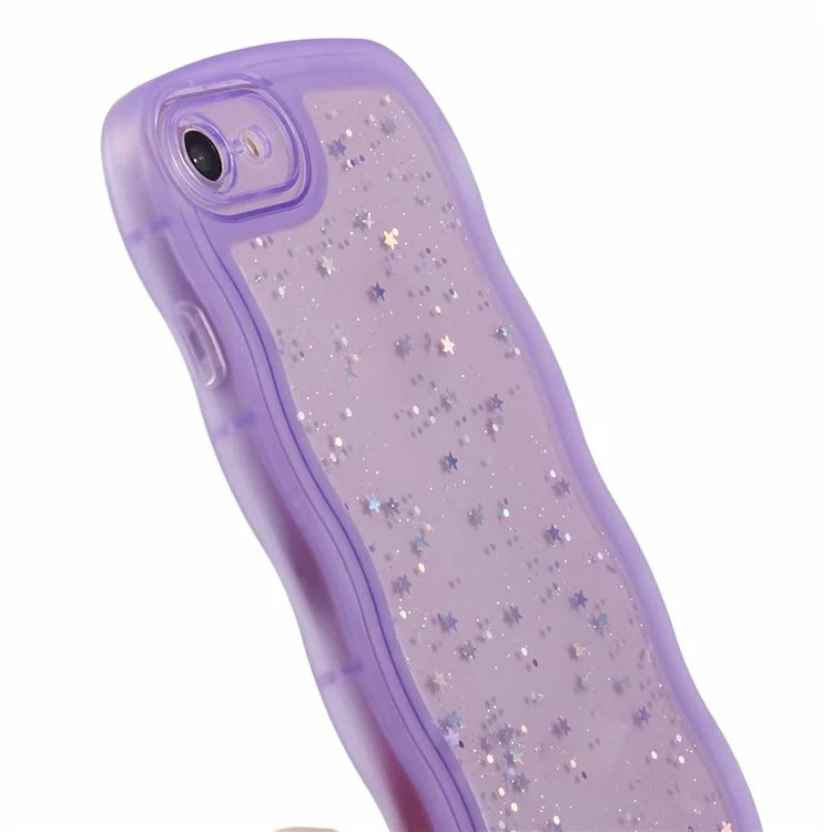 JTW Series for iPhone 7 / 8 / SE (2020) / SE (2022) Case Glitter Stars Wavy Edge TPU Cover