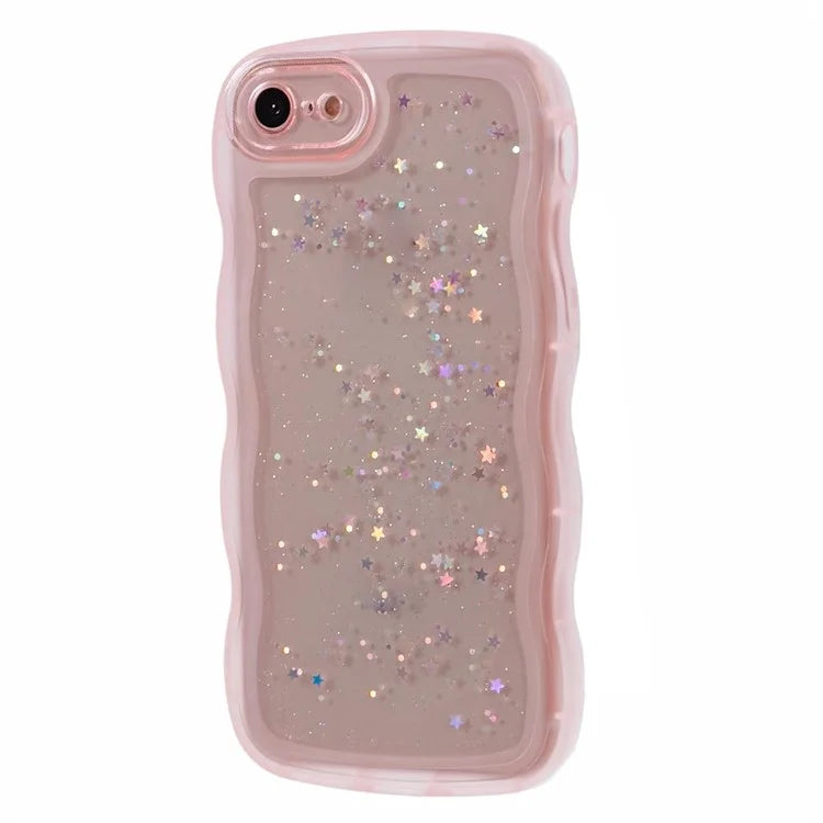 JTW Series for iPhone 7 / 8 / SE (2020) / SE (2022) Case Glitter Stars Wavy Edge TPU Cover