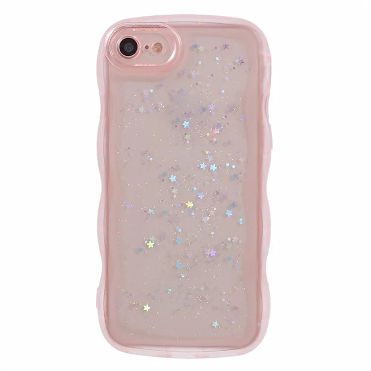 JTW Series for iPhone 7 / 8 / SE (2020) / SE (2022) Case Glitter Stars Wavy Edge TPU Cover