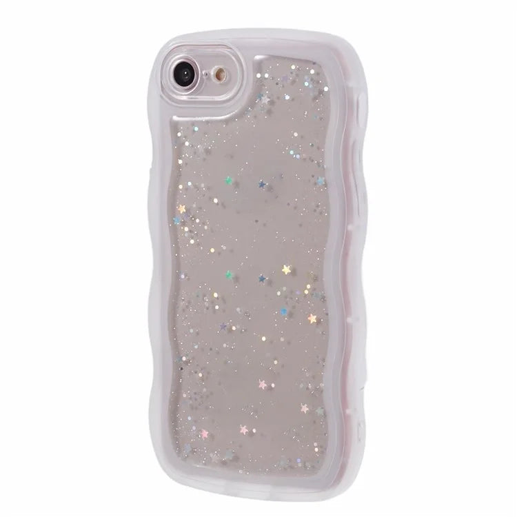 JTW Series for iPhone 7 / 8 / SE (2020) / SE (2022) Case Glitter Stars Wavy Edge TPU Cover