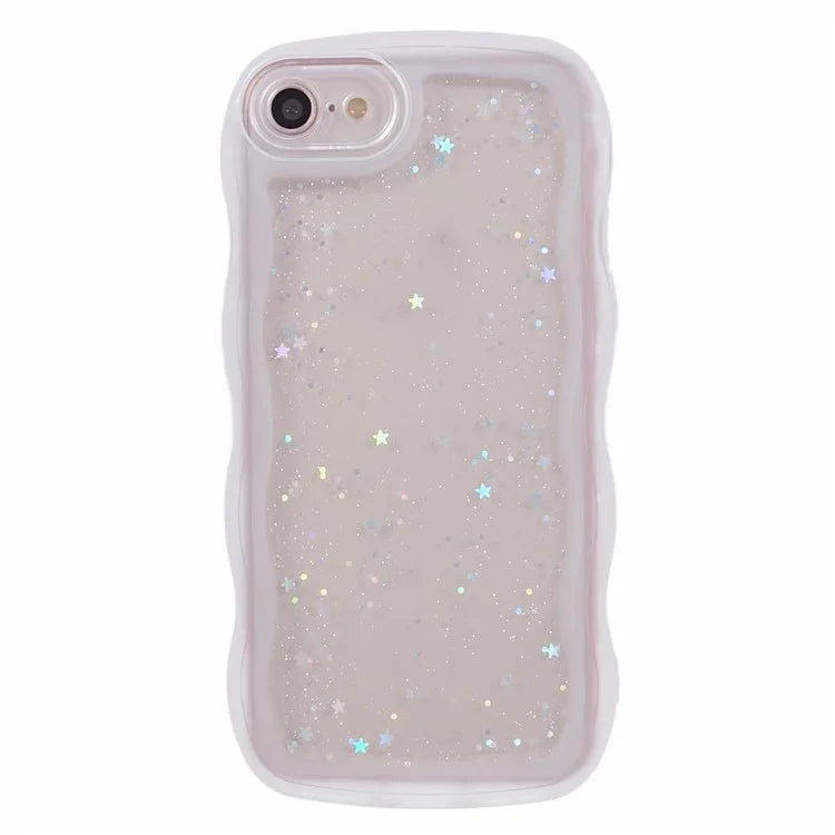 JTW Series for iPhone 7 / 8 / SE (2020) / SE (2022) Case Glitter Stars Wavy Edge TPU Cover
