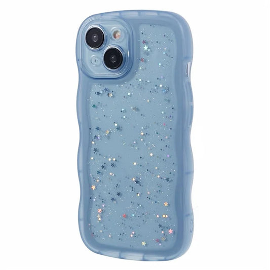 JTW Series for iPhone 13 TPU Case Glitter Stars Epoxy Phone Cover with Wavy Edge