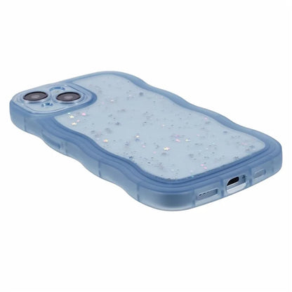 JTW Series for iPhone 13 TPU Case Glitter Stars Epoxy Phone Cover with Wavy Edge
