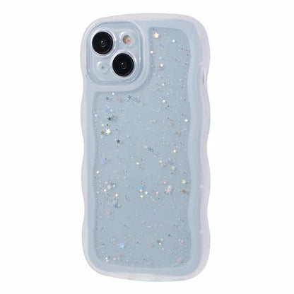 JTW Series for iPhone 13 TPU Case Glitter Stars Epoxy Phone Cover with Wavy Edge