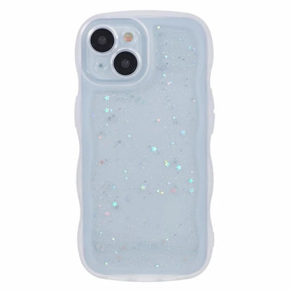 JTW Series for iPhone 13 TPU Case Glitter Stars Epoxy Phone Cover with Wavy Edge