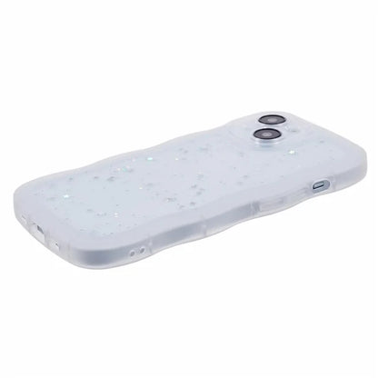 JTW Series for iPhone 13 TPU Case Glitter Stars Epoxy Phone Cover with Wavy Edge