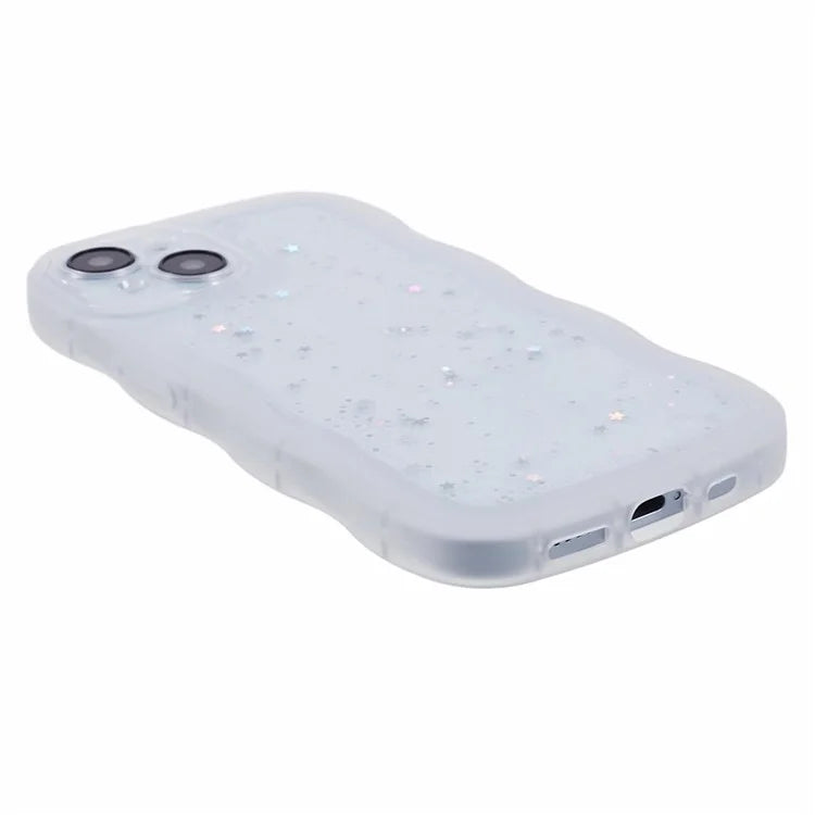 JTW Series for iPhone 13 TPU Case Glitter Stars Epoxy Phone Cover with Wavy Edge