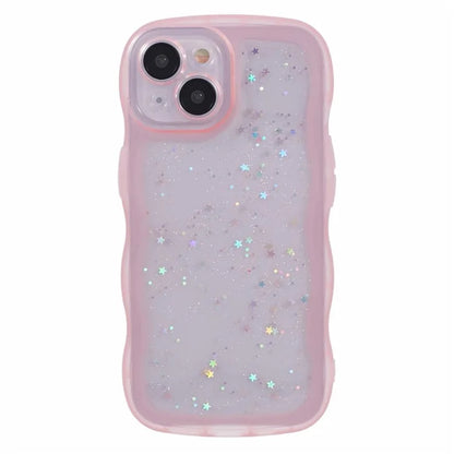 JTW Series for iPhone 13 TPU Case Glitter Stars Epoxy Phone Cover with Wavy Edge
