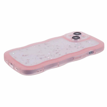 JTW Series for iPhone 13 TPU Case Glitter Stars Epoxy Phone Cover with Wavy Edge
