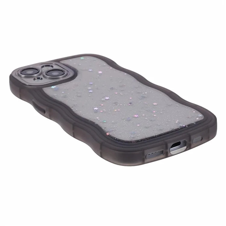 JTW Series for iPhone 13 TPU Case Glitter Stars Epoxy Phone Cover with Wavy Edge