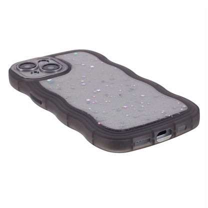 JTW Series for iPhone 13 TPU Case Glitter Stars Epoxy Phone Cover with Wavy Edge