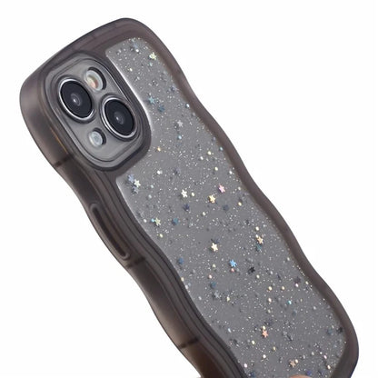 JTW Series for iPhone 13 TPU Case Glitter Stars Epoxy Phone Cover with Wavy Edge