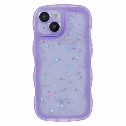 JTW Series for iPhone 13 TPU Case Glitter Stars Epoxy Phone Cover with Wavy Edge