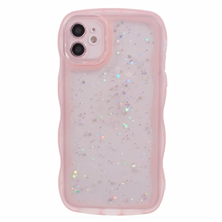 JTW Series for iPhone 12 Case Wavy Edge Star Sequins Epoxy Phone Cover